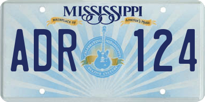 MS license plate ADR124
