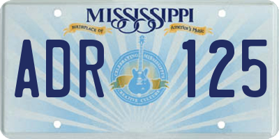 MS license plate ADR125