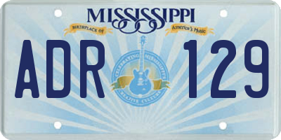 MS license plate ADR129
