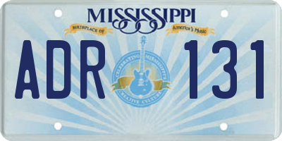 MS license plate ADR131