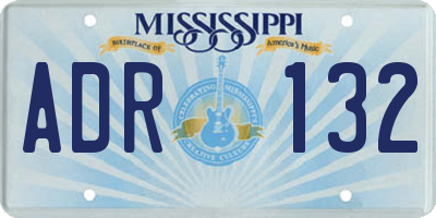 MS license plate ADR132