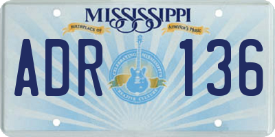 MS license plate ADR136
