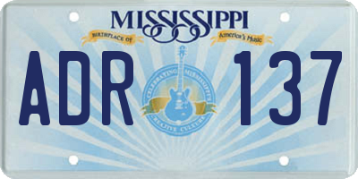 MS license plate ADR137