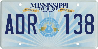 MS license plate ADR138