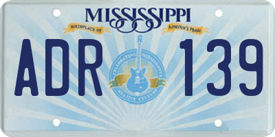MS license plate ADR139