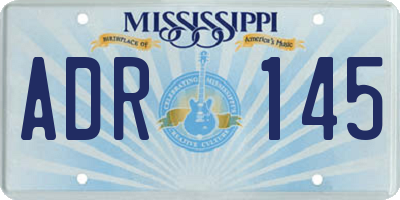 MS license plate ADR145
