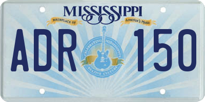 MS license plate ADR150