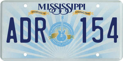 MS license plate ADR154