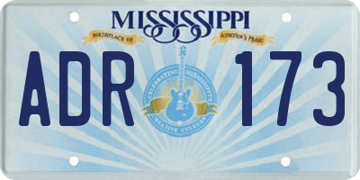 MS license plate ADR173