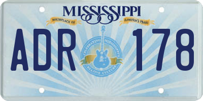 MS license plate ADR178