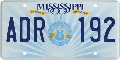 MS license plate ADR192