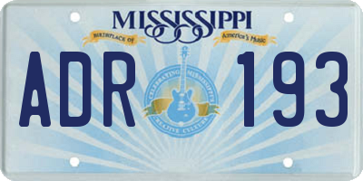 MS license plate ADR193
