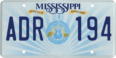 MS license plate ADR194