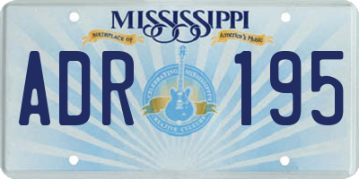 MS license plate ADR195