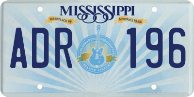 MS license plate ADR196