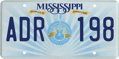 MS license plate ADR198