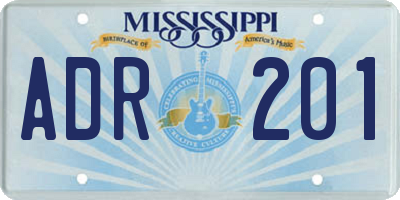 MS license plate ADR201