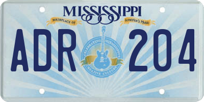 MS license plate ADR204