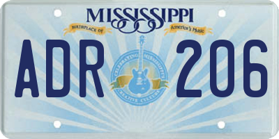 MS license plate ADR206