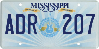 MS license plate ADR207