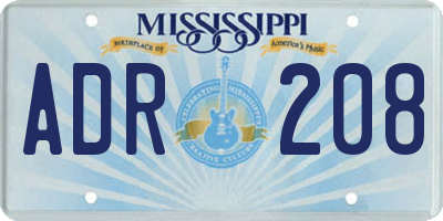 MS license plate ADR208