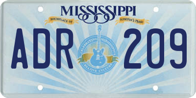 MS license plate ADR209