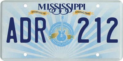 MS license plate ADR212