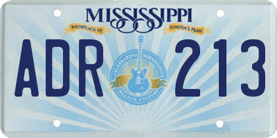 MS license plate ADR213