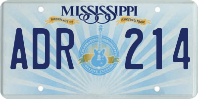 MS license plate ADR214