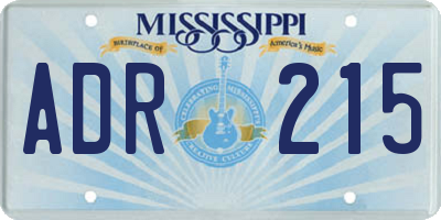 MS license plate ADR215