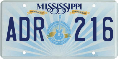 MS license plate ADR216