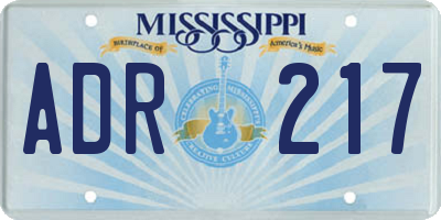 MS license plate ADR217