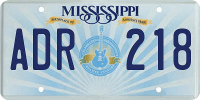 MS license plate ADR218