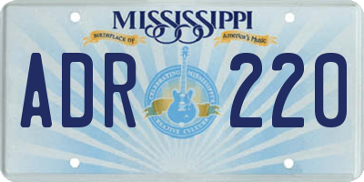 MS license plate ADR220