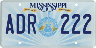 MS license plate ADR222