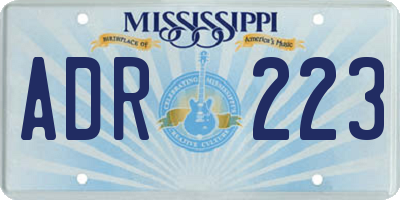 MS license plate ADR223