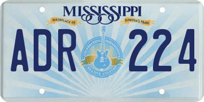 MS license plate ADR224