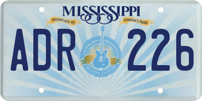 MS license plate ADR226