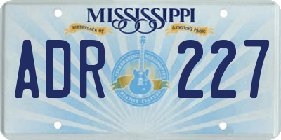 MS license plate ADR227