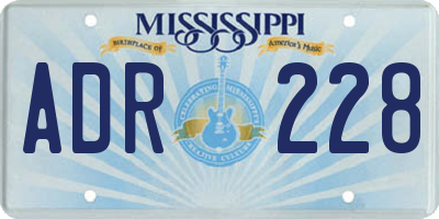 MS license plate ADR228