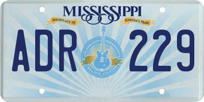 MS license plate ADR229