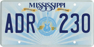 MS license plate ADR230