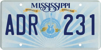 MS license plate ADR231