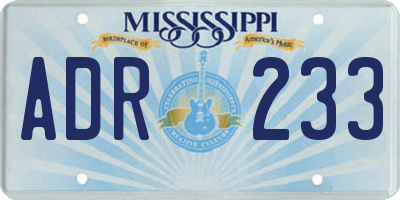 MS license plate ADR233