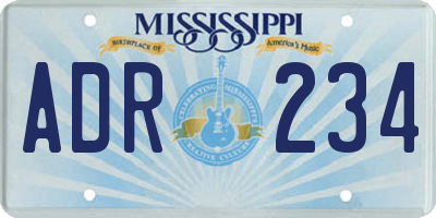 MS license plate ADR234