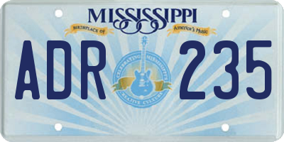 MS license plate ADR235