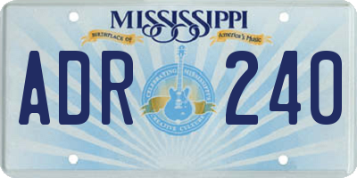 MS license plate ADR240