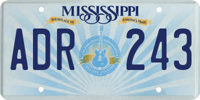 MS license plate ADR243