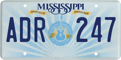 MS license plate ADR247