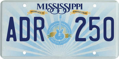 MS license plate ADR250